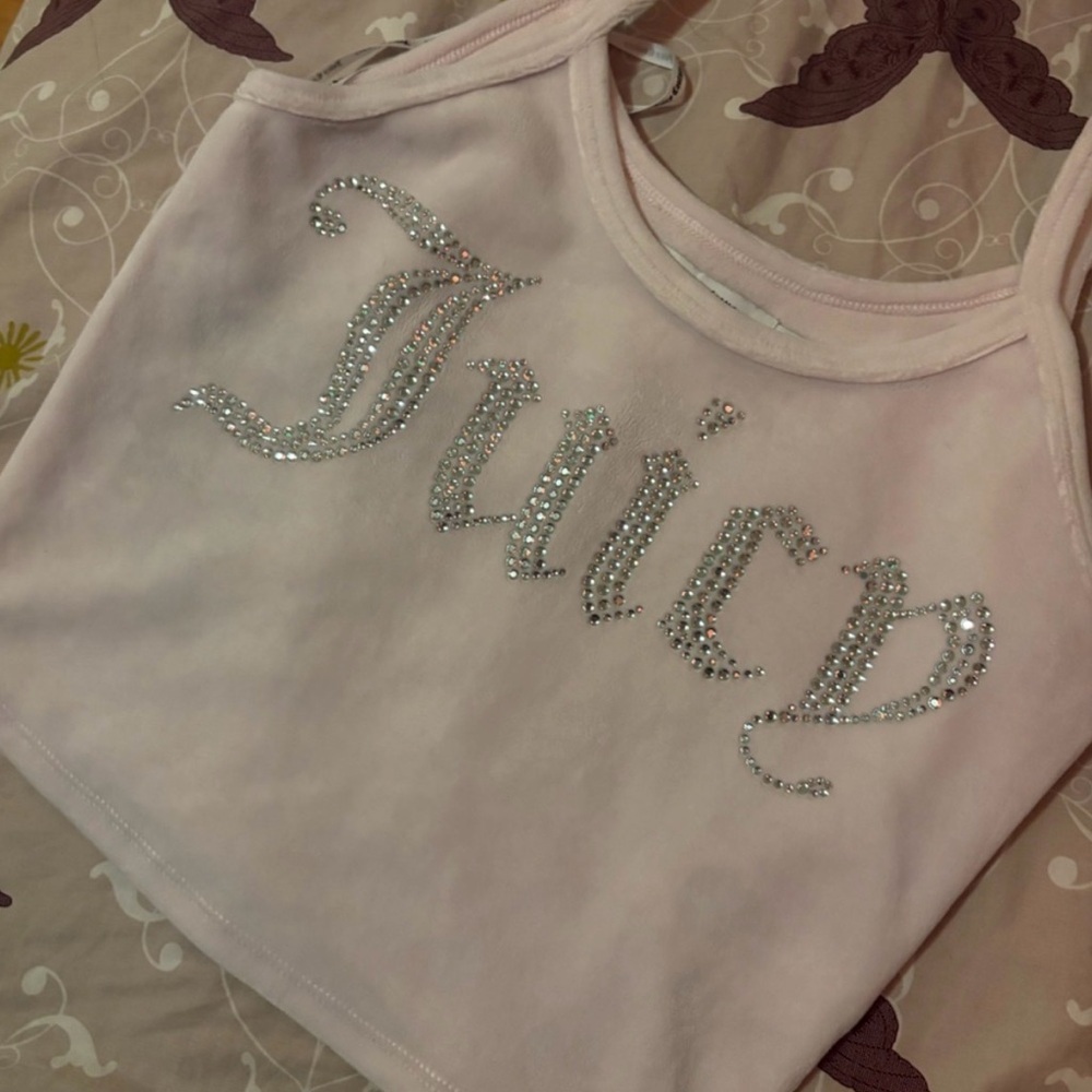 Juicy Couture Pink Jeweled Logo Tank Top